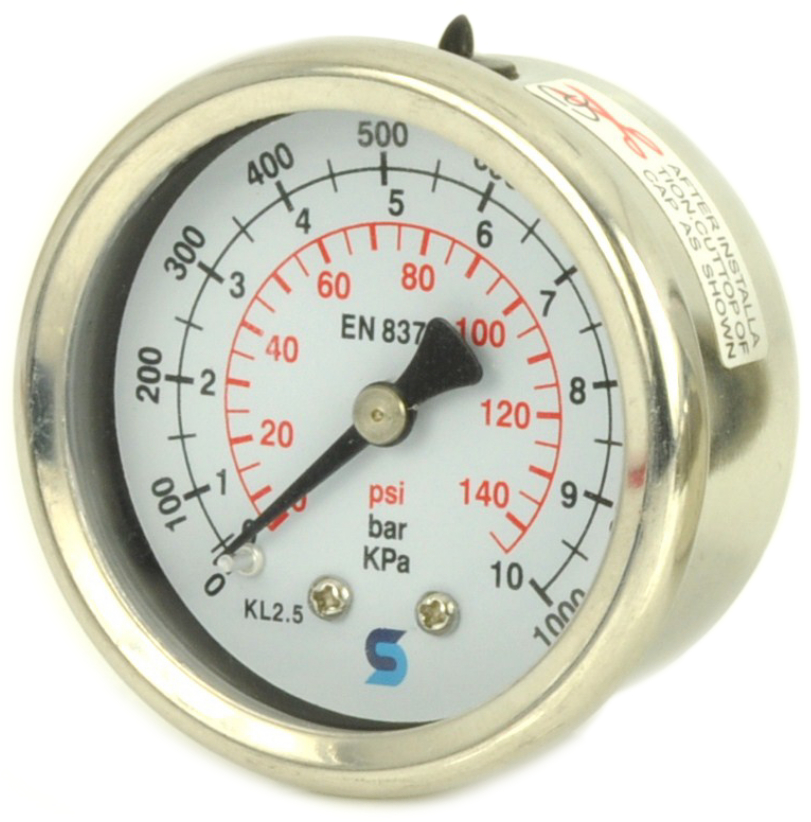 Sitecna pressure gauge 40mm 316SS pressure gauge 1/8"NPT back
