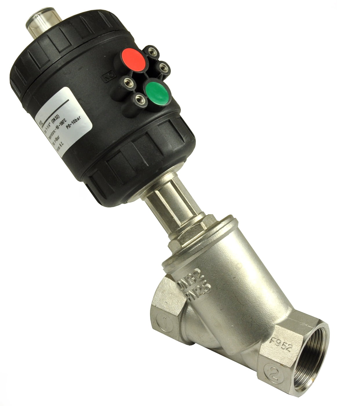 Angle Seat Piston Valve. 1 1/4"BSP Two Way Normally Closed. 316