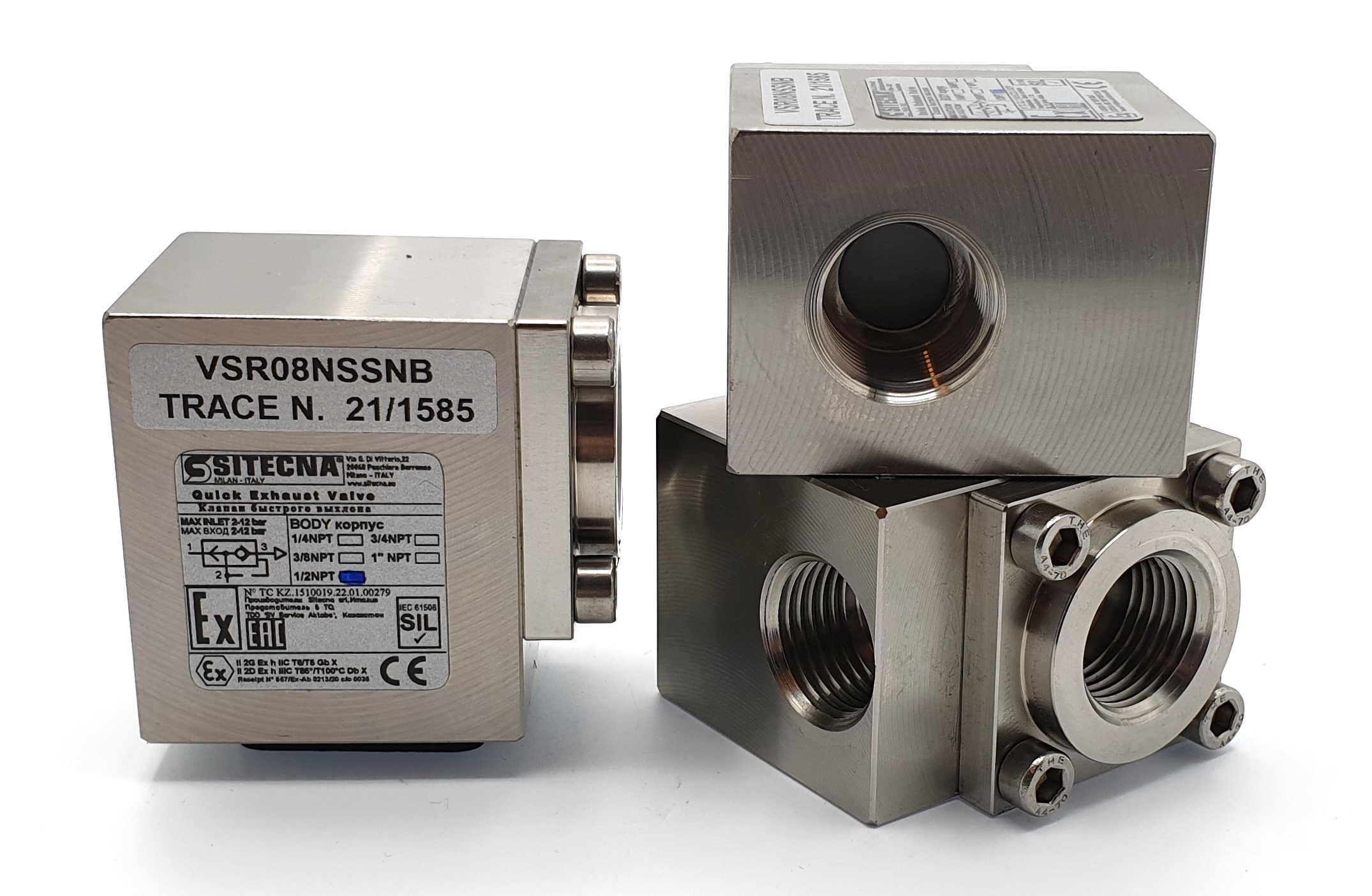 1/2"NPT Quick exhaust Valve 316LSS ATEX, GOST EAC & Ex, SIL3